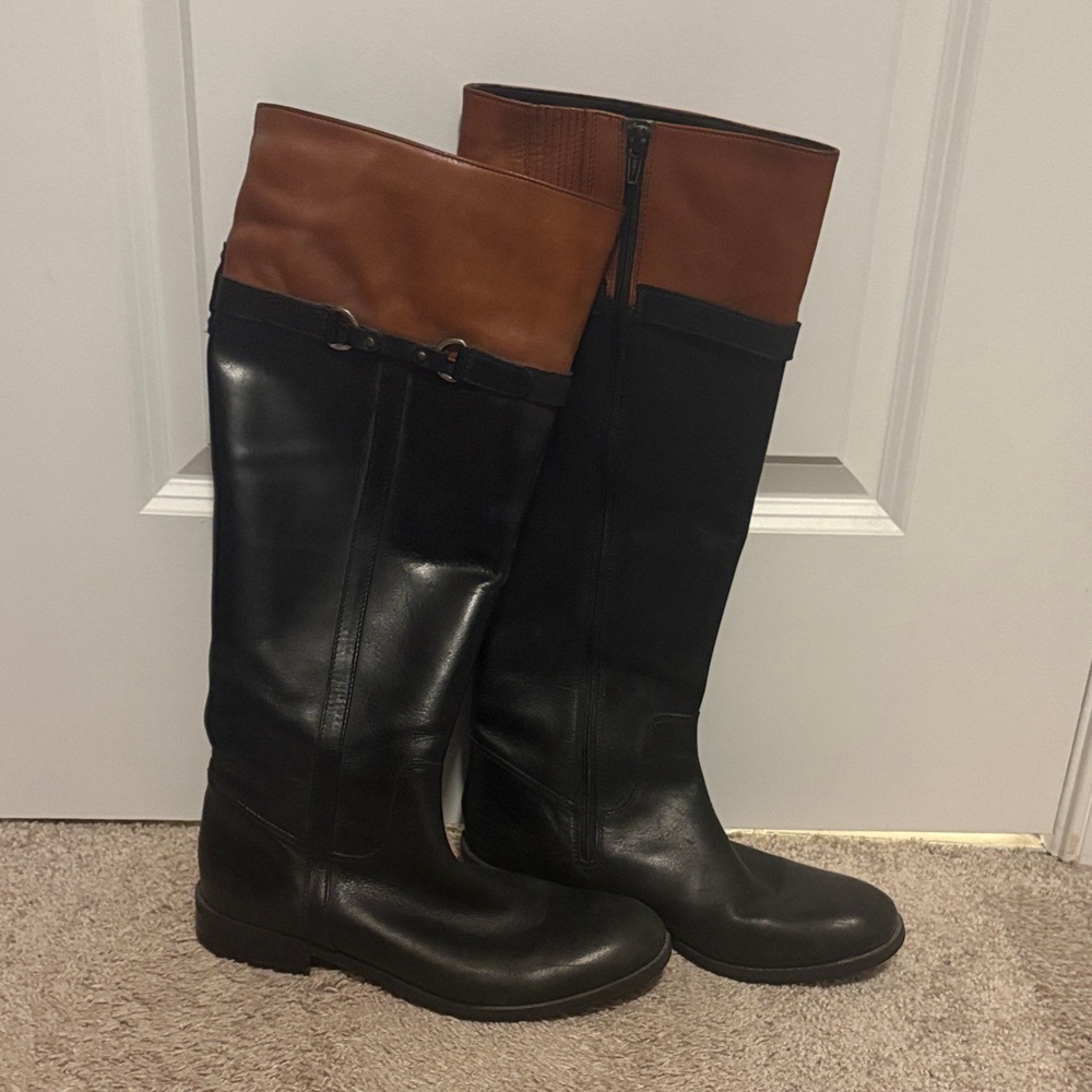 Clarks Black and Brown (Pita Topeka) Just Under the Knee Boots